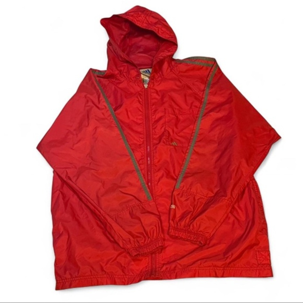 Adidas Retro Red and White Windbreaker Logo Patch Full full zip up jacket